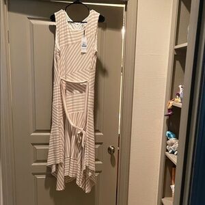Calvin Klein Collection Beige Striped Maxi Dress